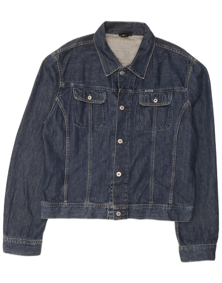 Diesel Mens Denim Jacket UK 44 2XL Navy Blue Cotton
