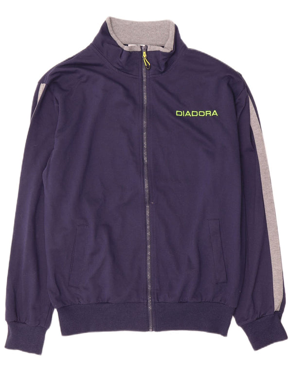 Diadora Damen-Trainingsanzug-Top-Jacke, UK 18, XL, Marineblau, Farbblock