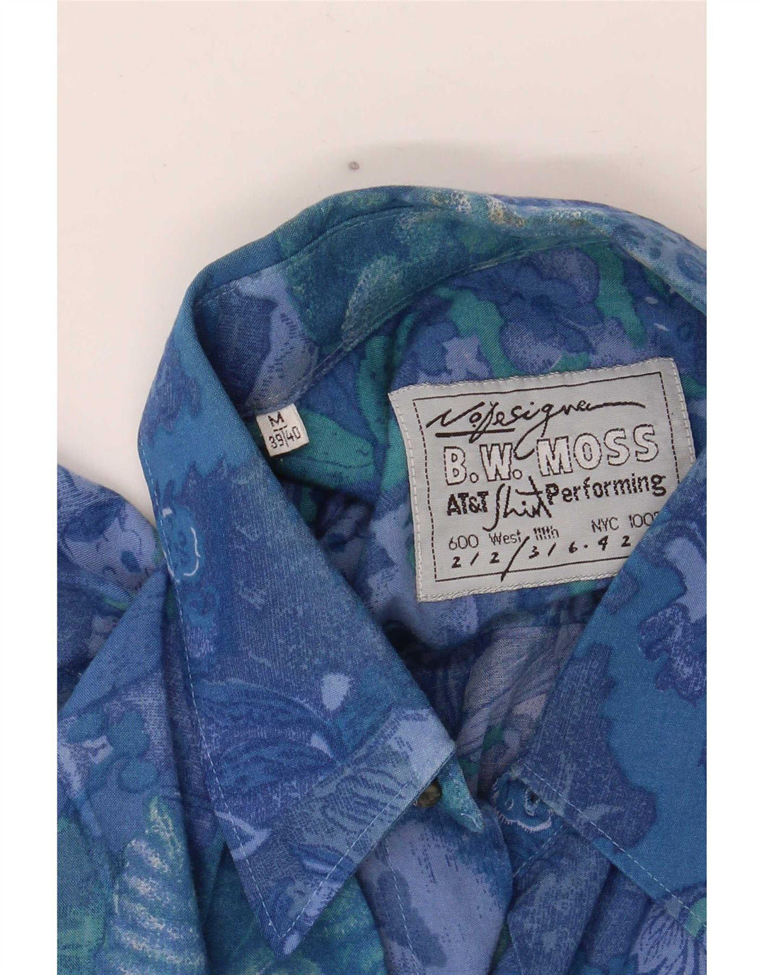 B.W. Cămașă cu mânecă scurtă pentru bărbați Moss Mărimea 38/40 Medium Blue Floral