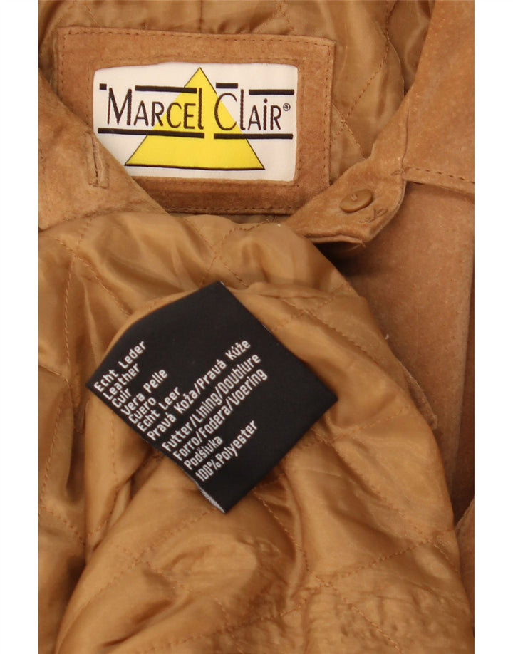 Marcel Clair Chaqueta de ante para mujer UK 44 Grande Cuero marrón