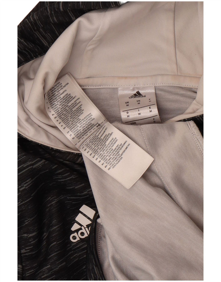 ADIDAS Womens Climalite Hoodie Jumper UK 14 Medium Grey Flecked Polyester
