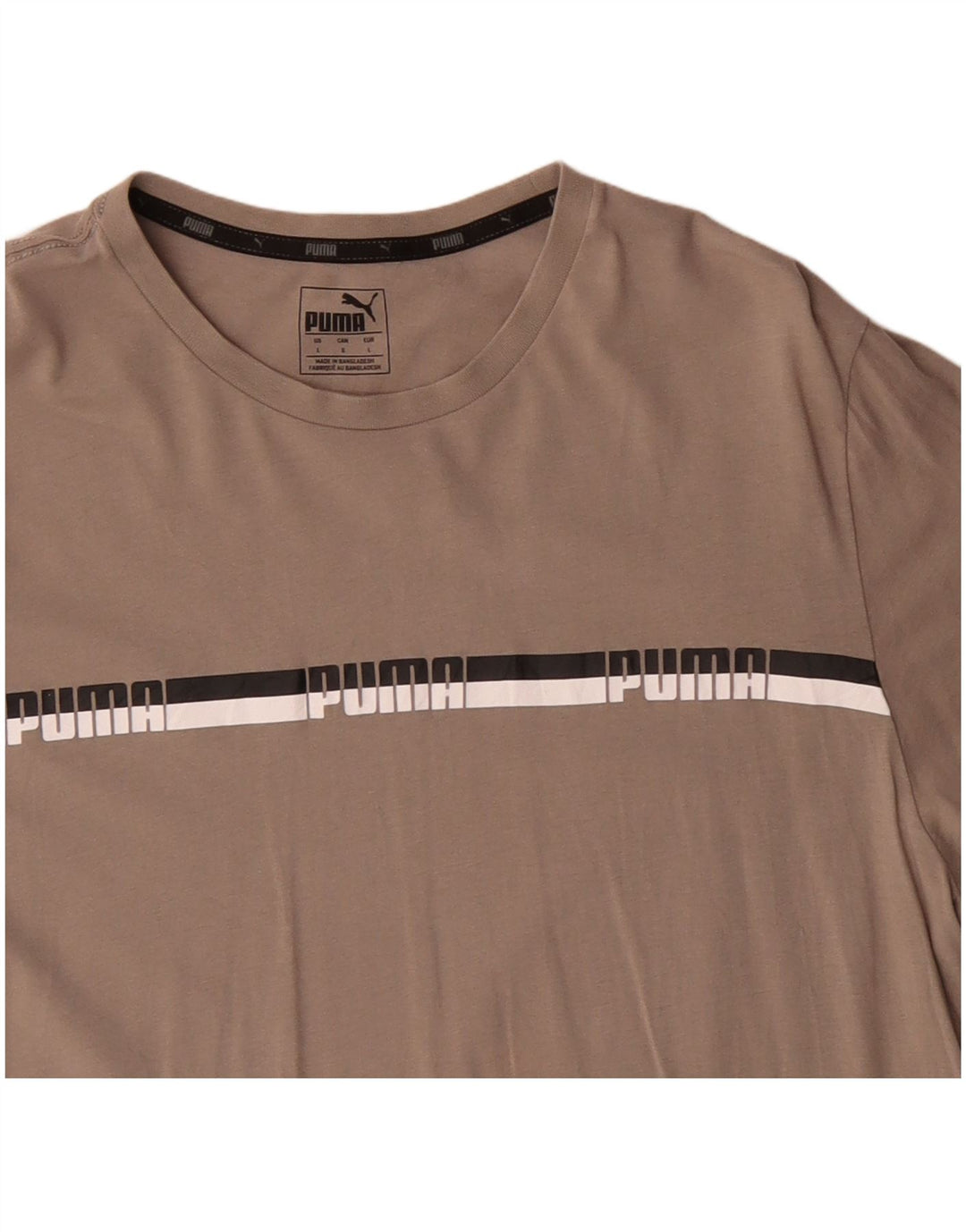 Puma Mens Graphic T-Shirt Top Large Beige Cotton