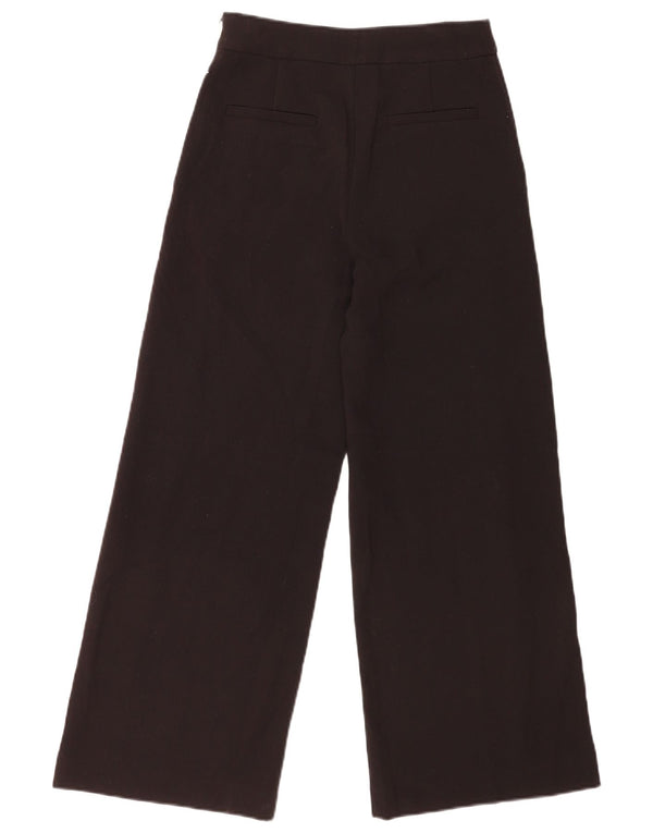 Zara Womens Wide Leg Trousers Small W26 L27 Black Polyester