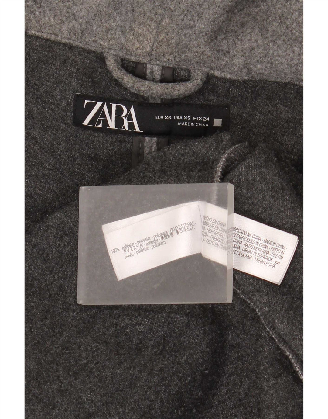Cappotto oversize con cappuccio da donna Zara UK 6 XS poliestere grigio