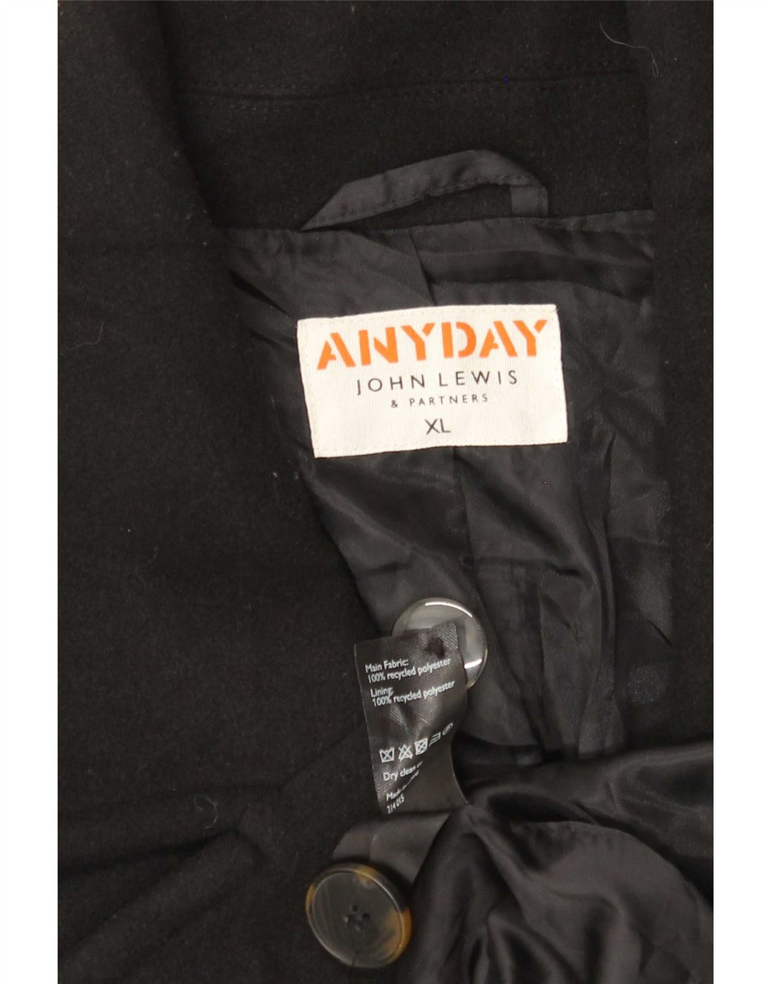 Palton supradimensionat pentru femei John Lewis, cu două piept, UK 18 XL, poliester negru