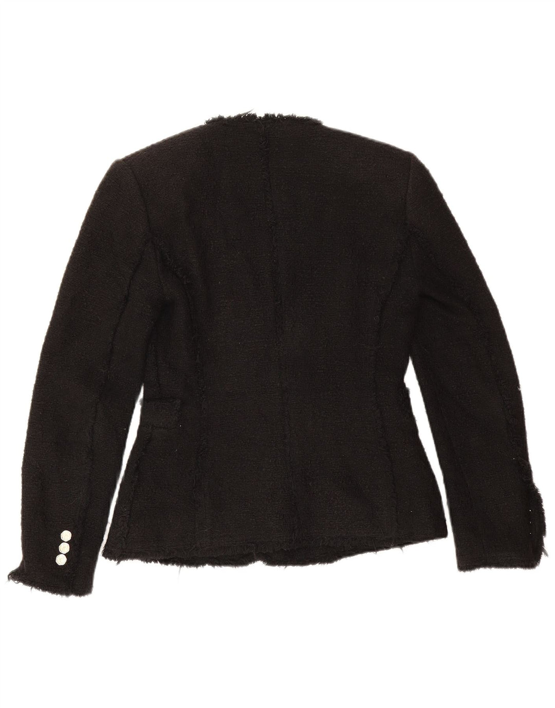 Zara Womens Double Breasted Blazer Jacket UK 6 XS Black Cotton