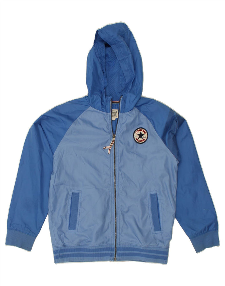 CONVERSE Boys Hooded Rain Jacket 12-13 Years Large Blue Polyester | Vintage Converse | Thrift | Second-Hand Converse | Used Clothing | Messina Hembry 