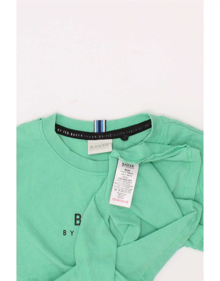 Ted Baker Boys Graphic T-Shirt Top 3-4 Years Green Cotton