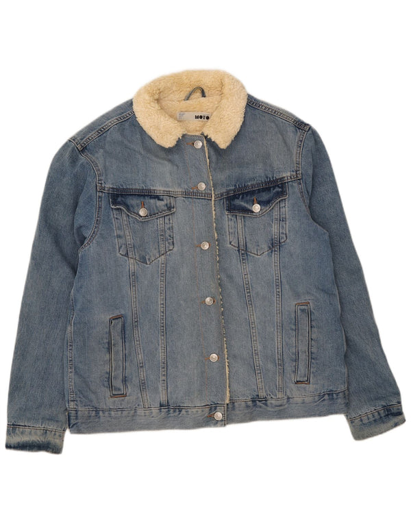 Женская джинсовая куртка из шерпа Topshop UK 14, большой синий хлопок