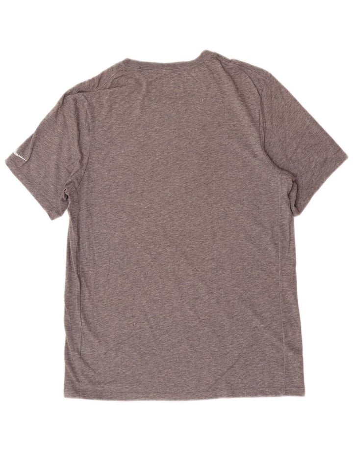 Nike Herre Dri Fit grafisk T-shirt top mellemgrå bomuld