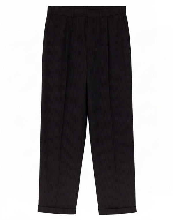 Pantaloni chino con pegging da uomo Marks & Spencer W36 L31 gessato blu navy