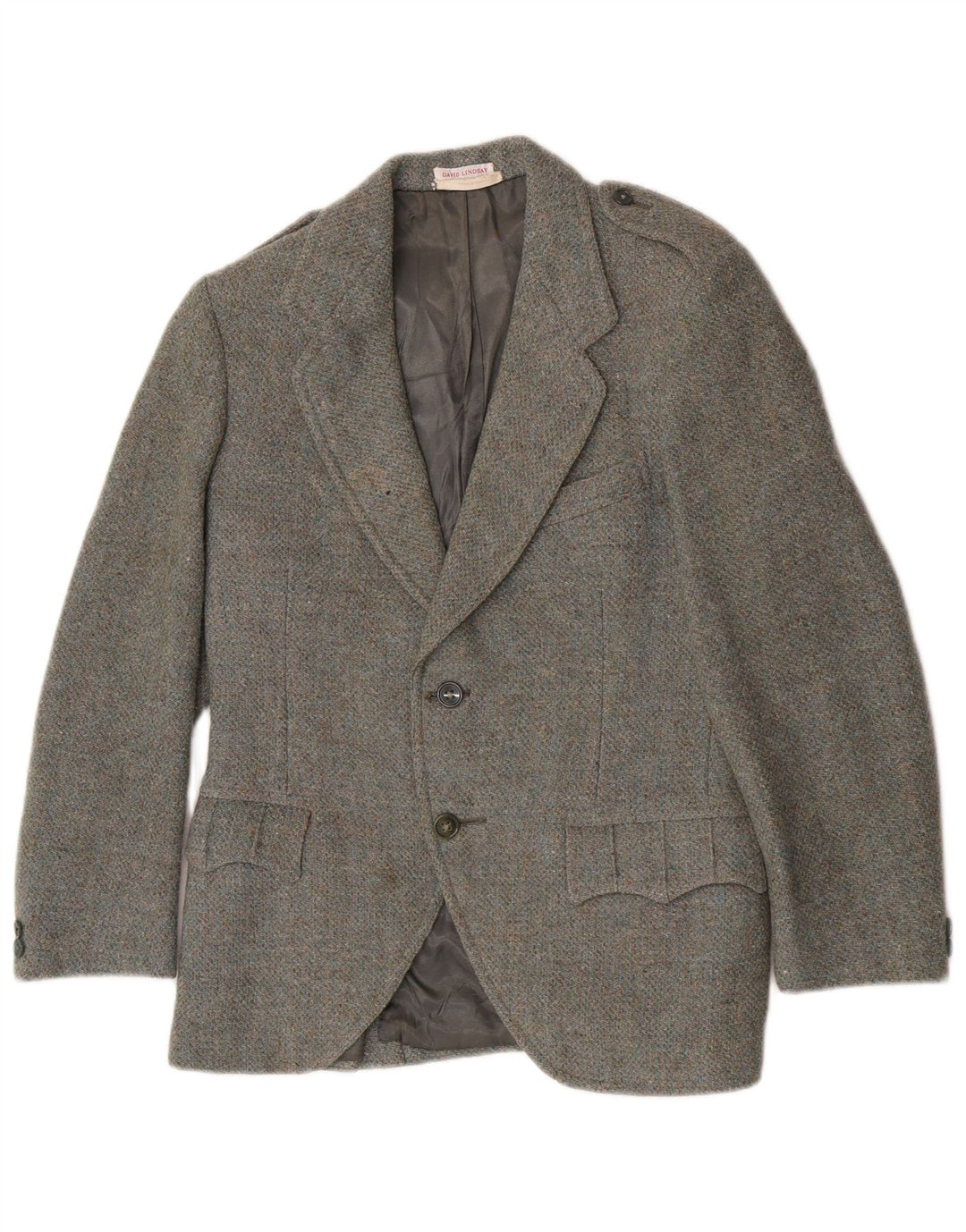 Harris Tweed Womens Military 2 Button Blazer Jacket UK 8 Small Khaki Wool