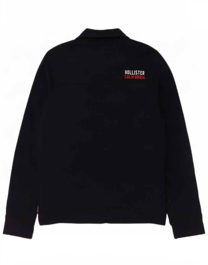 Hollister Mens Zip Neck Sweatshirt Jumper Large Navy Blue Polyester