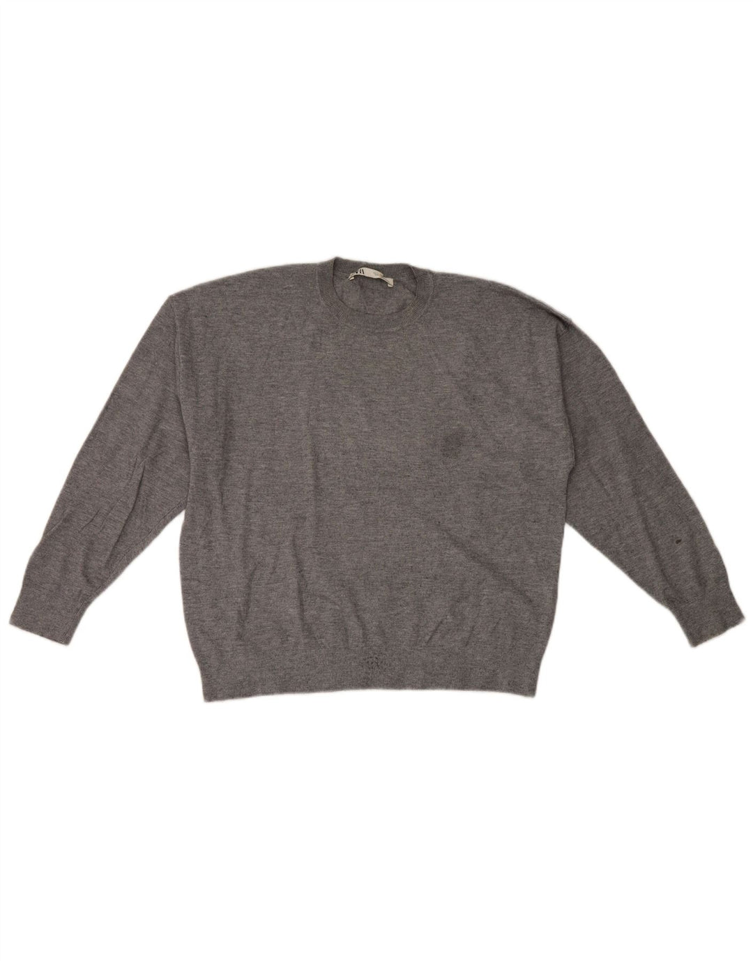 Zara Mens Crew Neck Jumper Sweater Small Grey Viscose