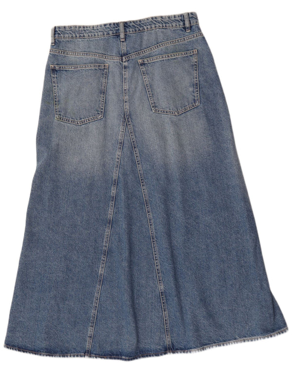Zara Damen-Jeansrock mit hoher Taille, XL, W32, blaue Baumwolle