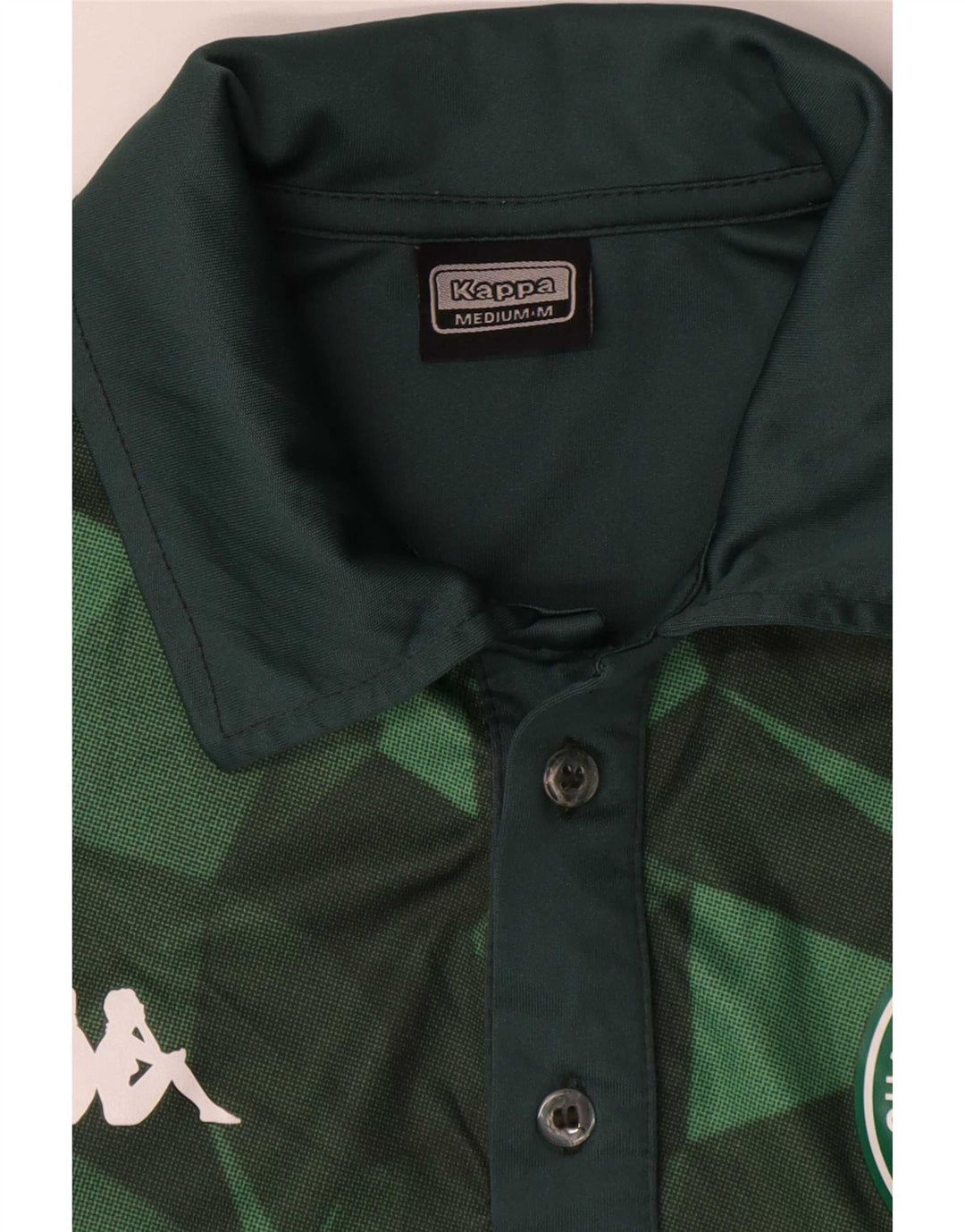 Camisa pólo gráfica masculina Kappa poliéster colorblock verde médio