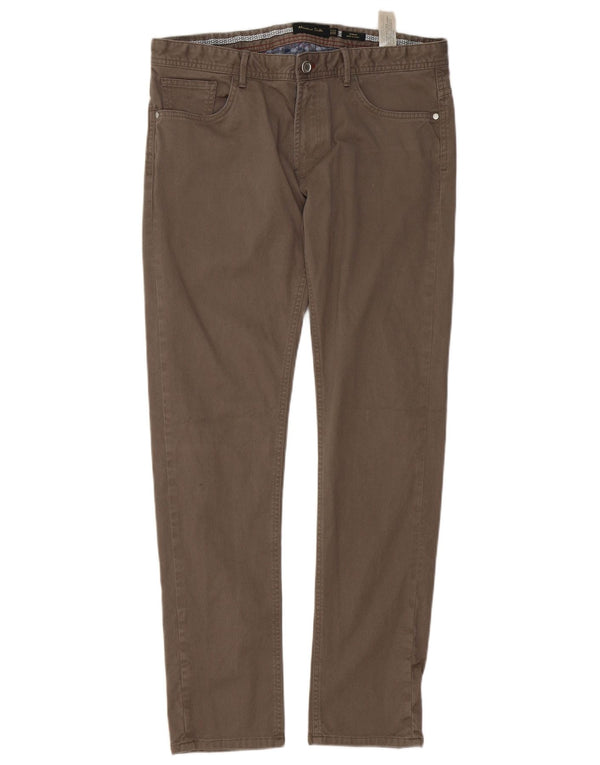 Massimo Dutti Pantalones Casuales Slim Fit para Hombre EU 42 Large W32 L32 Gris Algodón