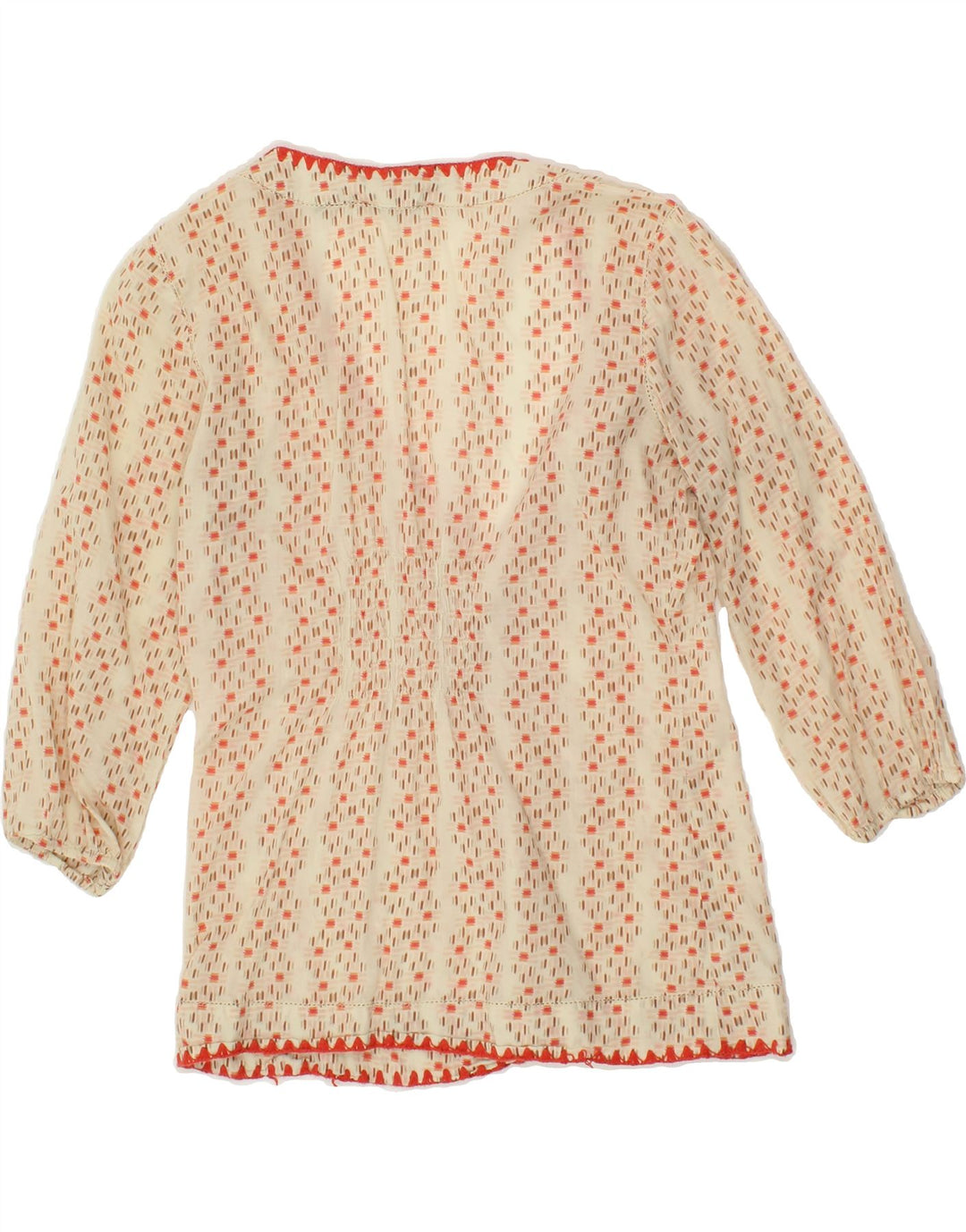EDDIE BAUER Womens Abstract Pattern Blouse Top UK 10 Small Beige Vintage Eddie Bauer and Second-Hand Eddie Bauer from Messina Hembry 