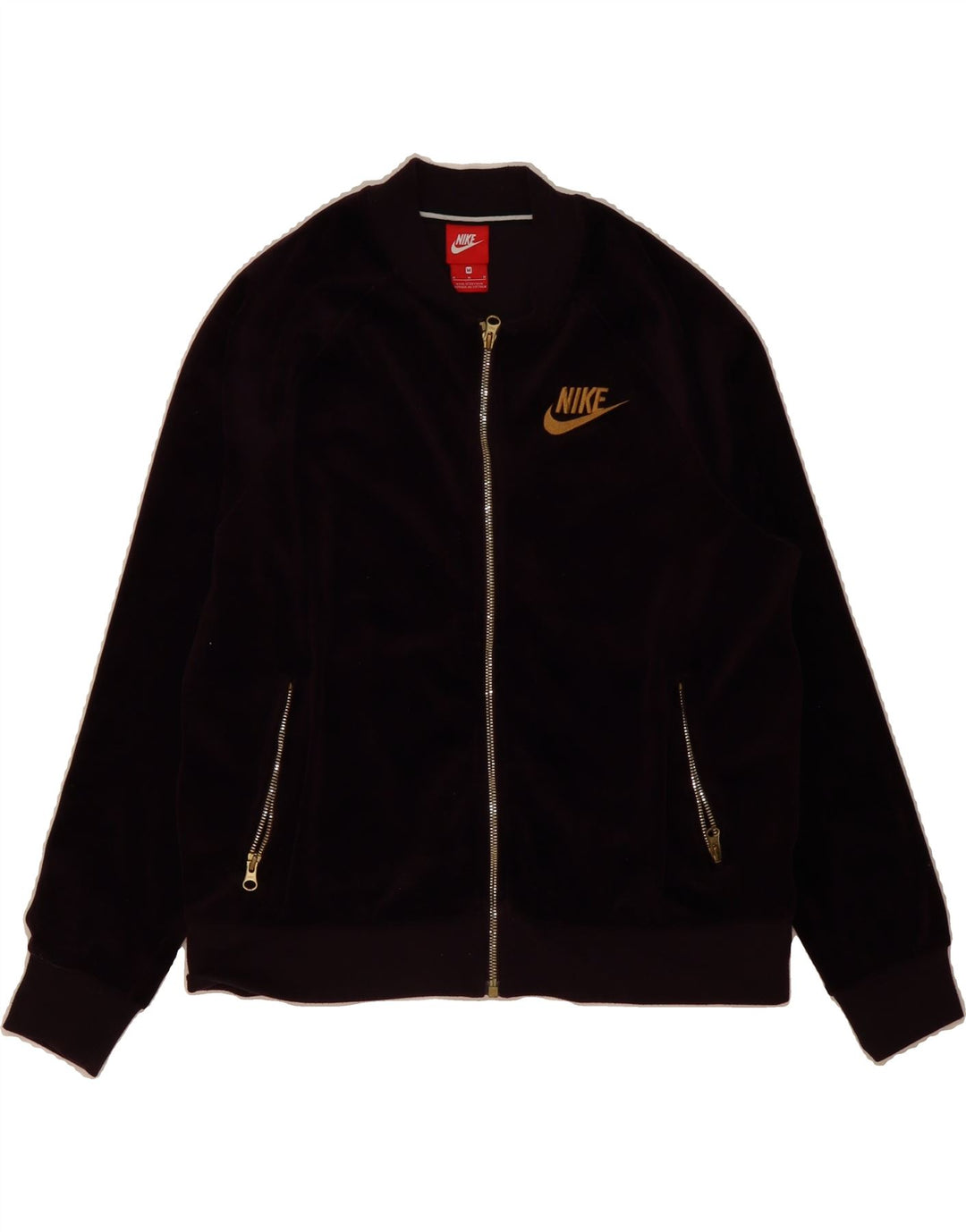 NIKE Womens Tracksuit Top Jacket UK 14 Medium Burgundy Polyester Vintage Nike and Second-Hand Nike from Messina Hembry 