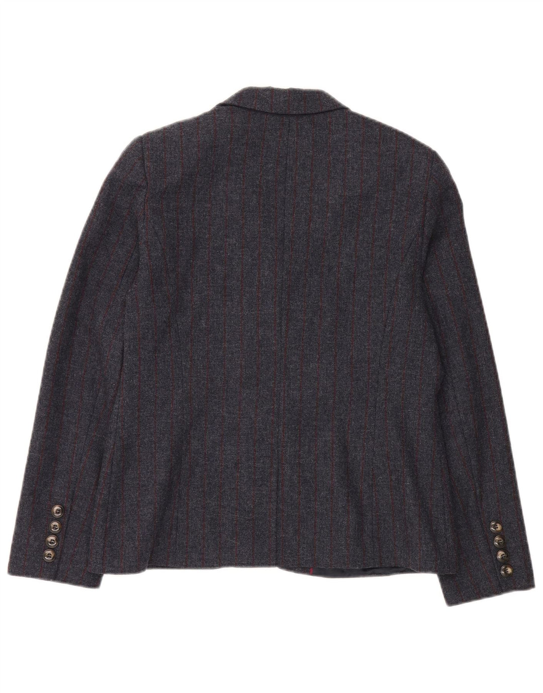Jaqueta blazer feminina de 2 botões da Crew Clothing UK 14 grande cinza risca de giz lã
