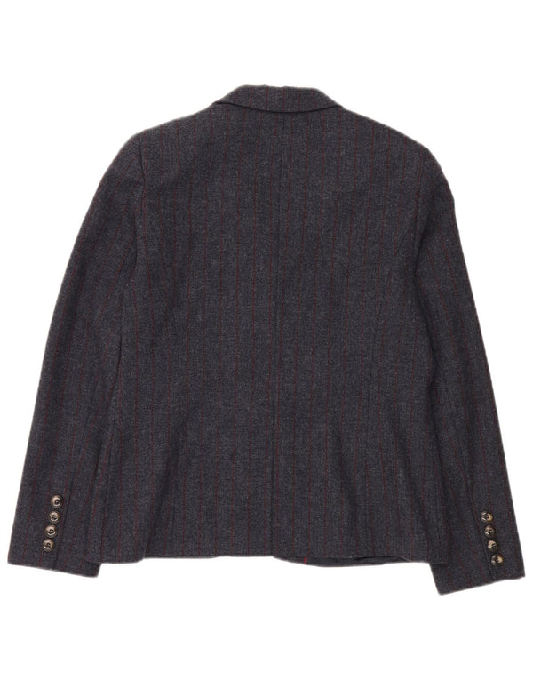 Crew Clothing Giacca blazer da donna a 2 bottoni UK 14 Lana gessata grande grigia