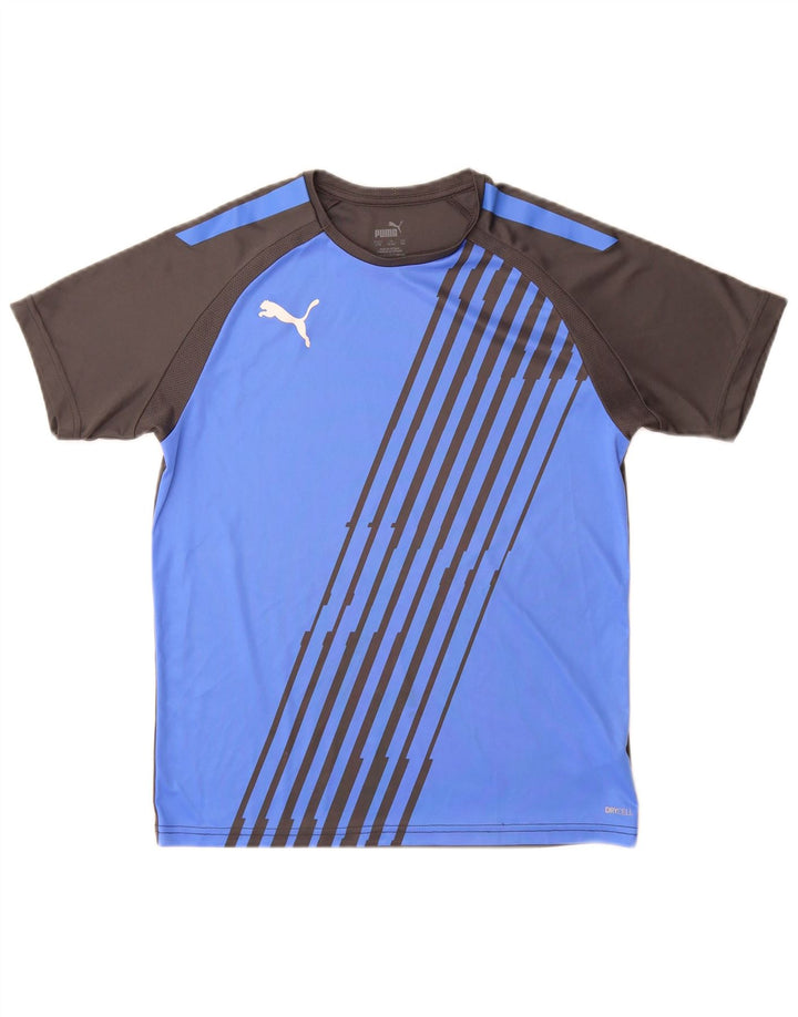 Puma Boys T-Shirt Top 13-14 Years Blue Colourblock Polyester