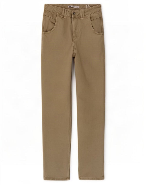 Zara Womens Tapered Jeans EU 34 2XS W24 L30 Khaki Cotton
