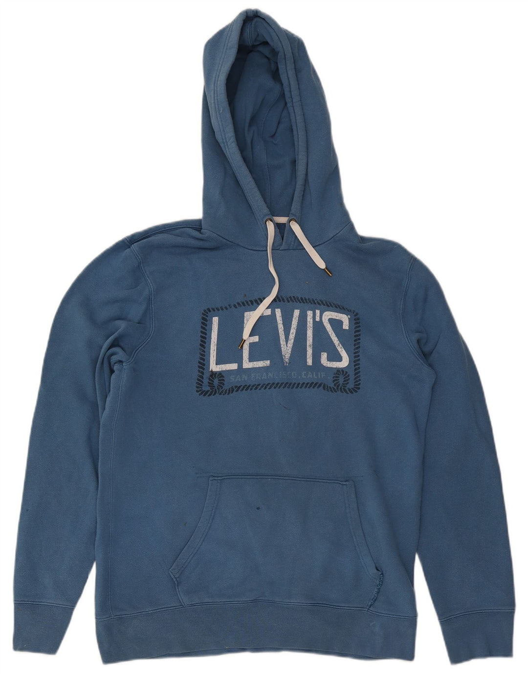 Levi's Mens Graphic Hoodie Jumper Large Blue Cotton