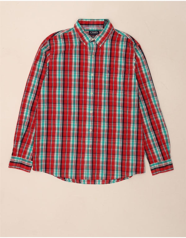 Chaps Camisa elástica de corte regular para hombre XL Algodón a cuadros rojos