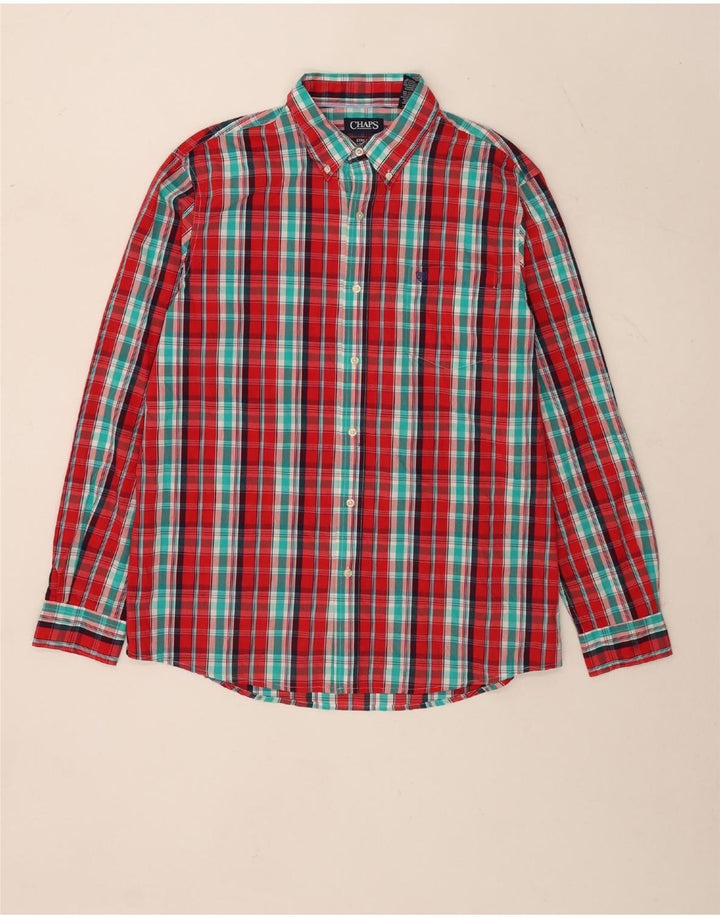 Chaps Chemise Stretch Regular Fit XL Rouge à Carreaux en Coton