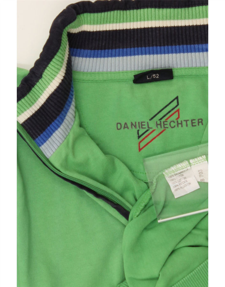 DANIEL HECHTER Mens Zip Neck Jumper Sweater IT 52 Large Green Cotton Vintage Daniel Hechter and Second-Hand Daniel Hechter from Messina Hembry 