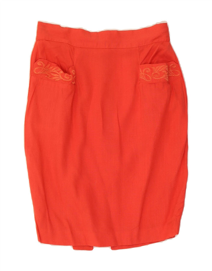 SARA GLENZER Womens Pencil Skirt UK 12 Medium W28  Orange Vintage Sara Glenzer and Second-Hand Sara Glenzer from Messina Hembry 