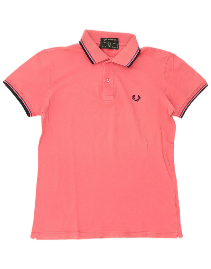 Fred Perry Mens Light and Stretch Polo Shirt Small Pink Cotton