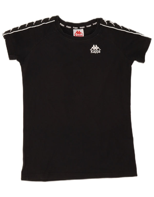 Kappa T-shirt graphique pour femme UK 10 Small Noir Coton