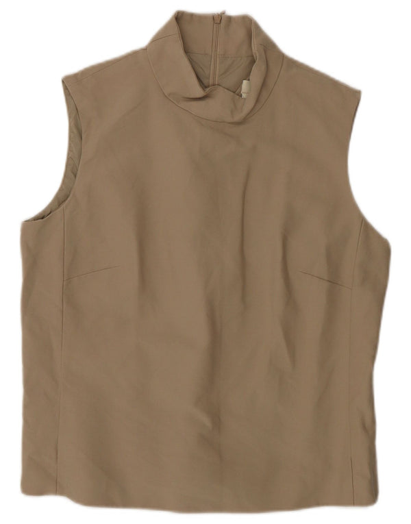Max Mara Blusa sin mangas para mujer UK 10 Small Beige Cotton