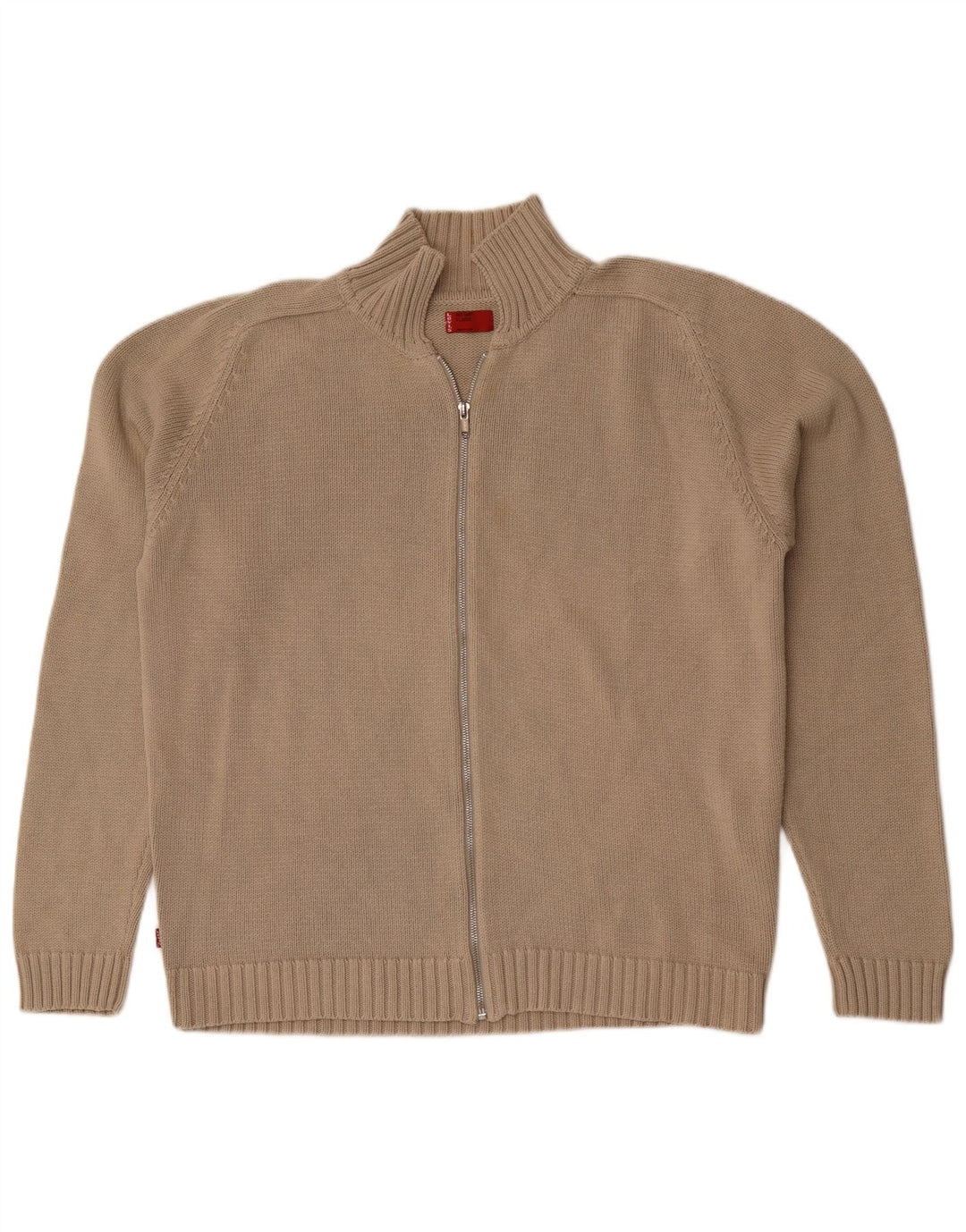 Levi's herre cardigan sweater med fuld lynlås XL beige bomuld