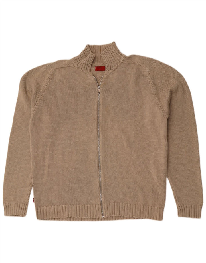 Levi's herre cardigan sweater med fuld lynlås XL beige bomuld
