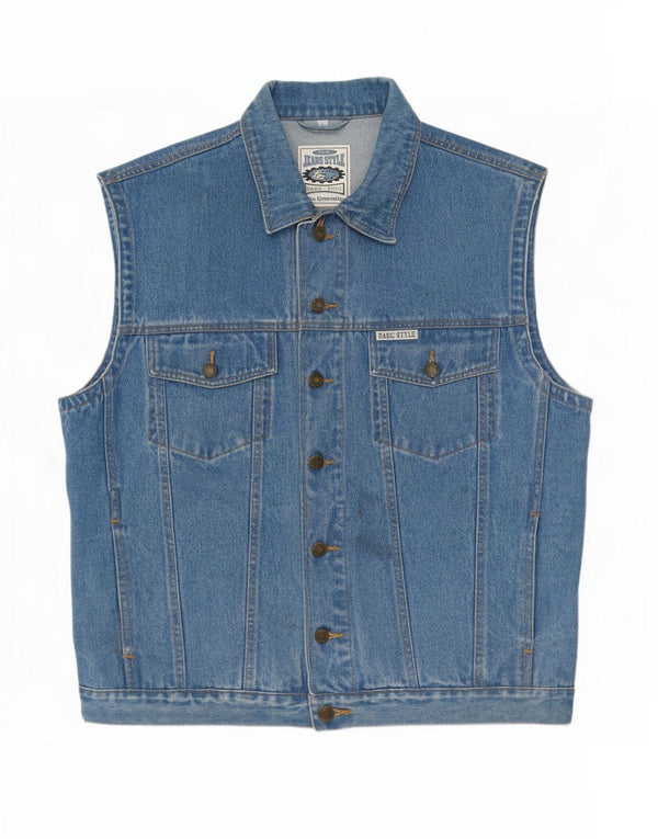Marcel Clair Mens Denim Gilet UK 40 Large Blue Cotton