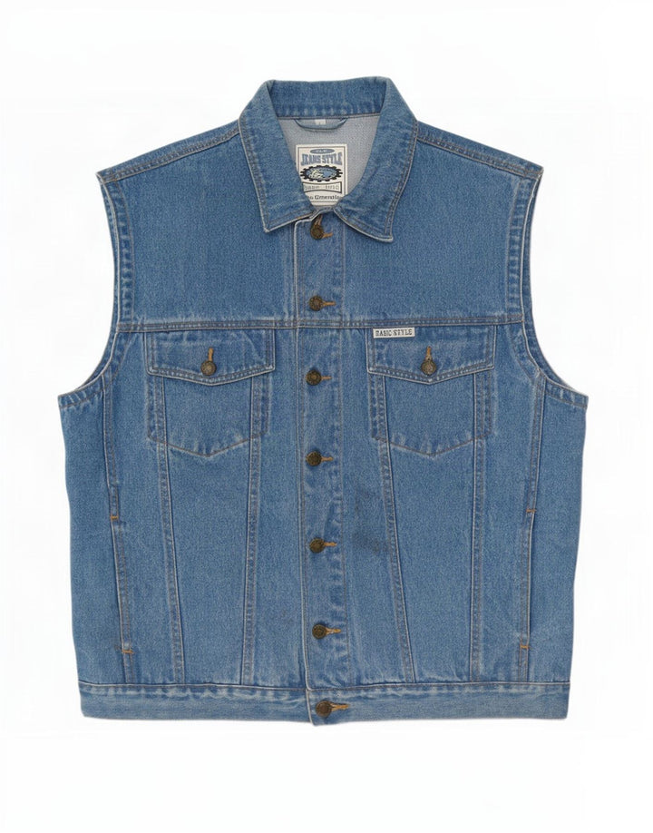 Marcel Clair Mens Denim Gilet UK 40 Large Blue Cotton