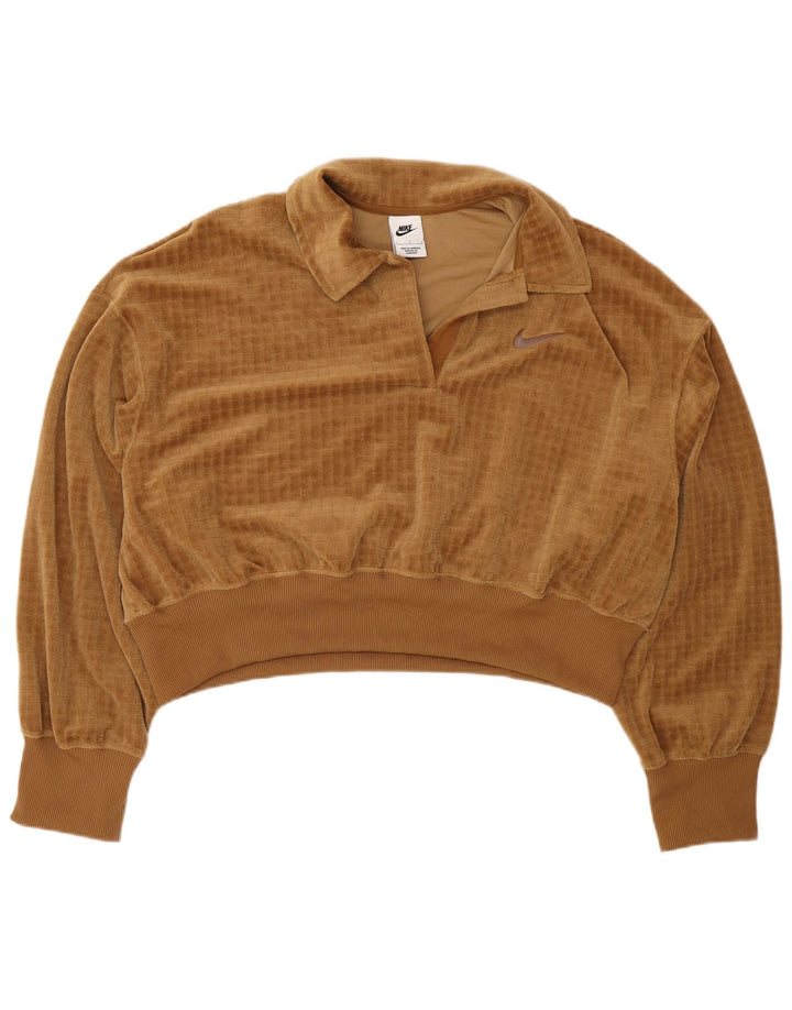 Nike Sweat-shirt surdimensionné en velours pour femme UK 16 Large Marron Polyester