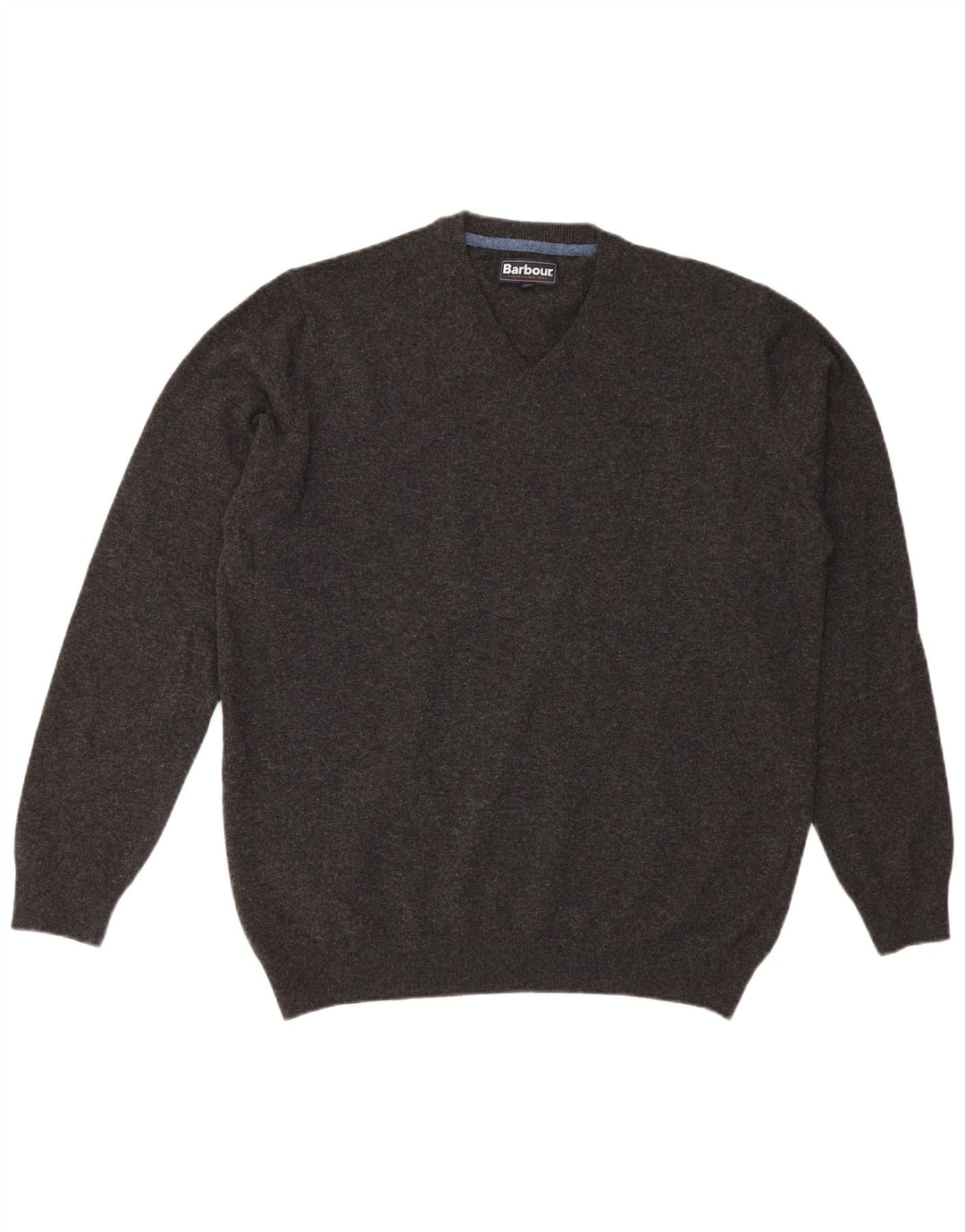 Barbour Mens V-Neck Jumper Sweater 2XL Grey Wool