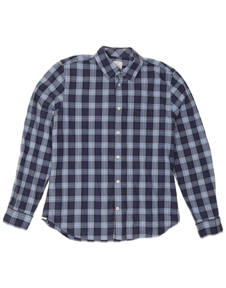 GAP Herren-Hemd aus mittelblauer Baumwolle mit Karomuster in Marineblau