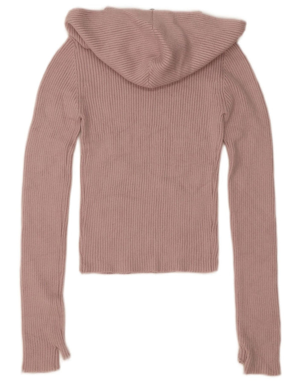 Zara Womens Crop Hættetrøje trøje UK 12 Medium Pink Viscose