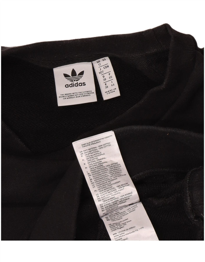 Adidas Womens Graphic Oversized Sweatshirt Jumper UK 12 Medium Black Cotton