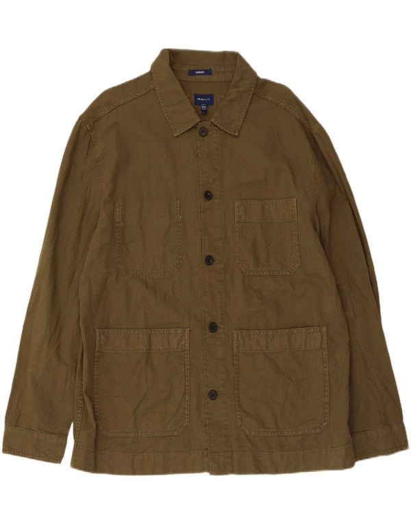 Gant Mens Overshirt Shirt Size 41/42 16 1/2 Large Khaki Cotton