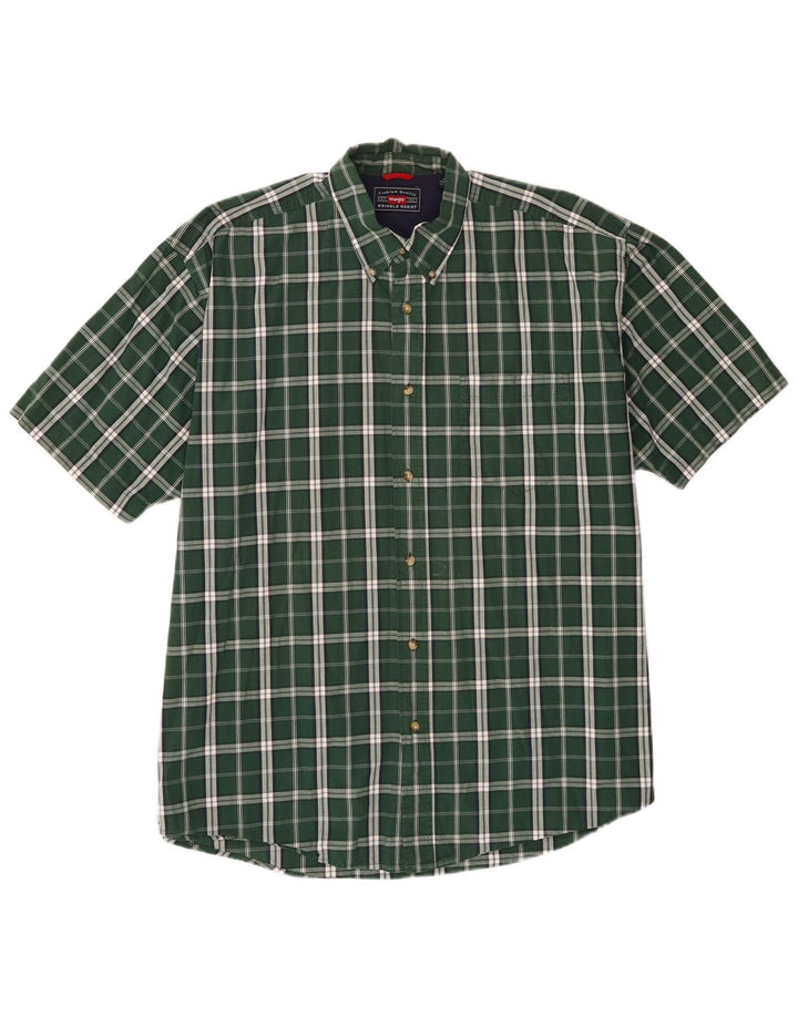 Wrangler Mens Short Sleeve Shirt XL Green Check Cotton