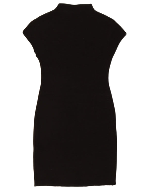Zara Shortsleeve Bodycon Dress UK 8 Small Black Viscose