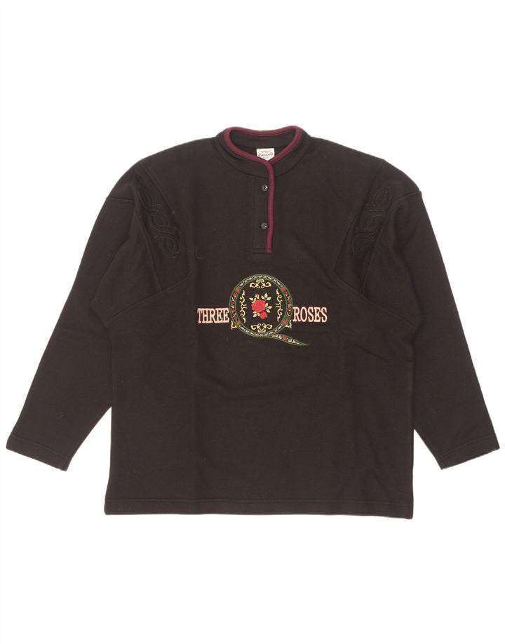 Campagnolo Womens Oversized Graphic Sweatshirt Jumper UK 16 Large Black