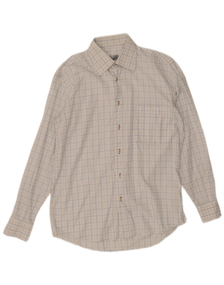 Marcus Mens Shirt Size 40 15 1/2 Medium White Check