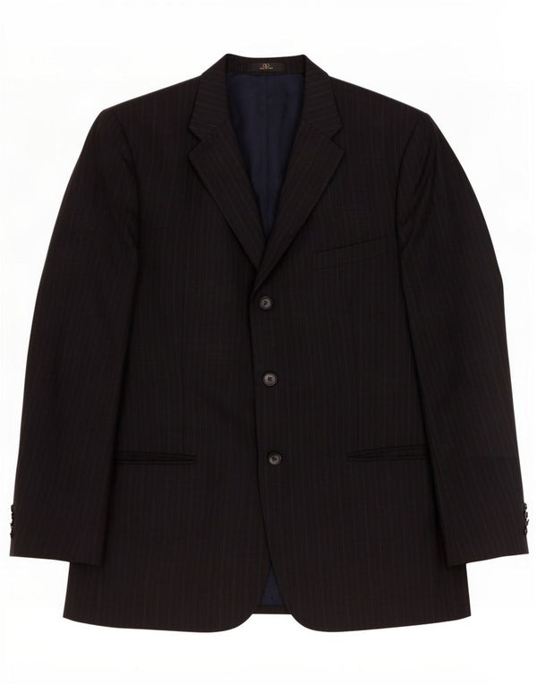 Jachetă Valentino pentru bărbați cu 3 nasturi IT 54 2XL Negru Pinstripe Classic